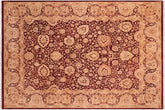 handmade Transitional Anmol Agra Aubergine Tan Hand Knotted RECTANGLE 100% WOOL area rug 8 x 10