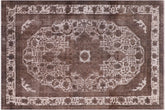 handmade Vintage Vintage Gray Ivory Hand Knotted RECTANGLE 100% WOOL area rug 8' x 11'