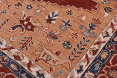 handmade Traditional Kafkaz Orange Rust Hand Knotted RECTANGLE 100% WOOL area rug 9' x 12'