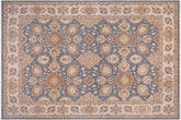 handmade Traditional Kafkaz Bluish Gray Beige Hand Knotted RECTANGLE 100% WOOL area rug 9' x 12'