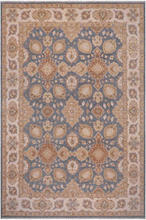 handmade Traditional Kafkaz Bluish Gray Beige Hand Knotted RECTANGLE 100% WOOL area rug 9 x 12
