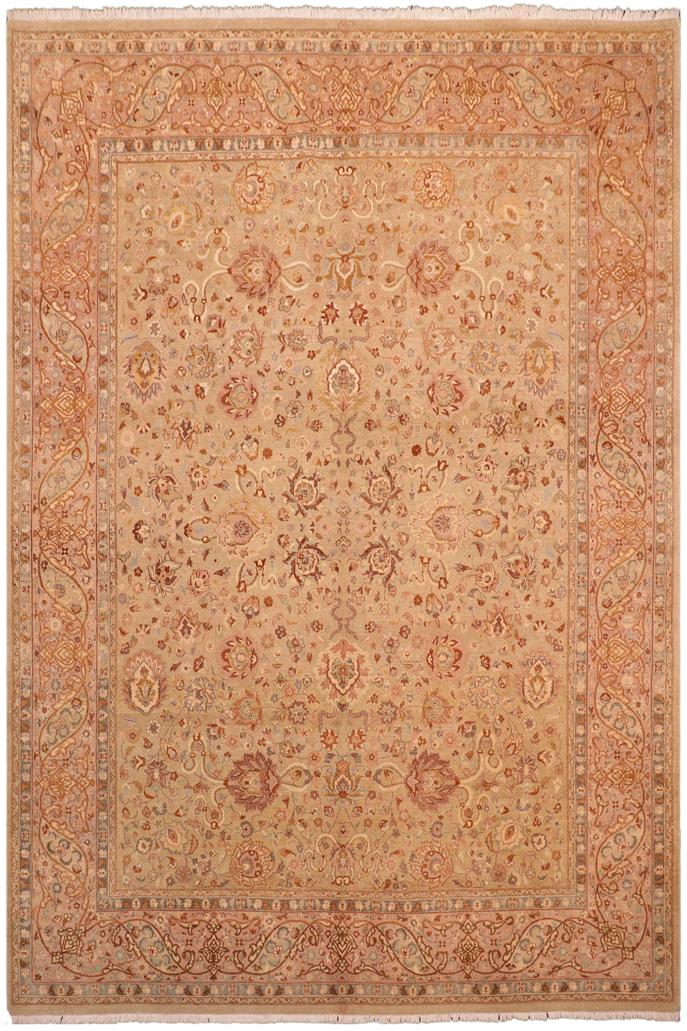 Traditional Kashan Tonya Taupe Brown Hand Knotted Area rugs 8 x 10