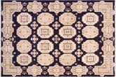 handmade Transitional Kafkaz Blue Tan Hand Knotted RECTANGLE 100% WOOL area rug 5' x 8'