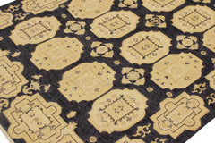 handmade Transitional Kafkaz Blue Tan Hand Knotted RECTANGLE 100% WOOL area rug 5 x 8