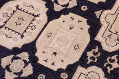 handmade Transitional Kafkaz Blue Tan Hand Knotted RECTANGLE 100% WOOL area rug 5' x 8'