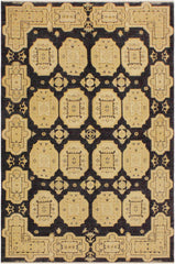 handmade Transitional Kafkaz Blue Tan Hand Knotted RECTANGLE 100% WOOL area rug 5 x 8