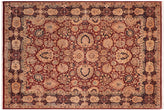 handmade Traditional Lahore Maroon Blue Hand Knotted RECTANGLE 100% WOOL area rug 8 x 10