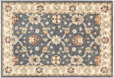 handmade Traditional Kafkaz Blue Ivory Hand Knotted RECTANGLE 100% WOOL area rug 4x6