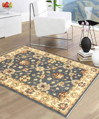 handmade Transitional Kafkaz Blue Ivory Hand Knotted RECTANGLE 100% WOOL area rug 4 x 6