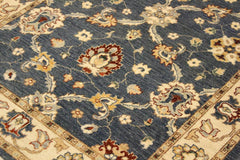 handmade Transitional Kafkaz Blue Ivory Hand Knotted RECTANGLE 100% WOOL area rug 4 x 6