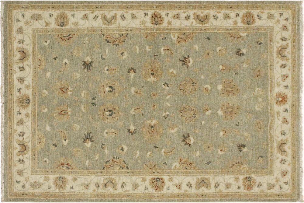 handmade Traditional Kafkaz Gray Ivory Hand Knotted RECTANGLE 100% WOOL area rug 4x6
