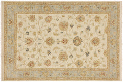 handmade Traditional Kafkaz Ivory Blue Hand Knotted RECTANGLE 100% WOOL area rug 4x6