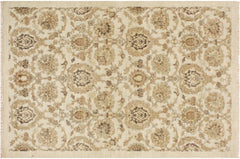 handmade Modern Kafkaz Ivory Tan Hand Knotted RECTANGLE 100% WOOL area rug 4' x 6'