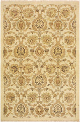 handmade Transitional Kafkaz Ivory Tan Hand Knotted RECTANGLE 100% WOOL area rug 4 x 6