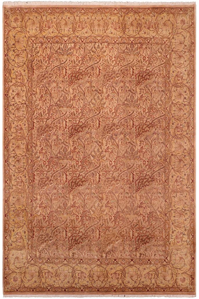 Traditional William Vera Tan Gold Hand Knotted Area rugs 8 x 10