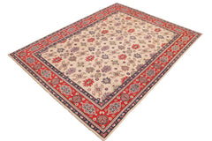handmade Geometric Kazak Beige Red Hand Knotted RECTANGLE 100% WOOL area rug 9'X12'