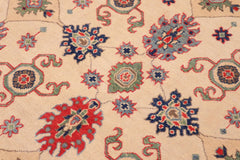 handmade Geometric Kazak Beige Red Hand Knotted RECTANGLE 100% WOOL area rug 9'X12'
