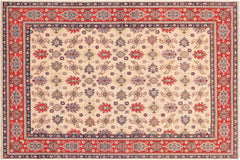 handmade Geometric Kazak Beige Red Hand Knotted RECTANGLE 100% WOOL area rug 9'X12'