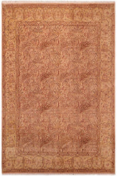 Traditional William Vera Tan Gold Hand Knotted Area rugs 8 x 10