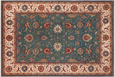 handmade Traditional Kafkaz Green Ivory Hand Knotted RECTANGLE 100% WOOL area rug 9x11