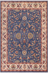 handmade Traditional Kafkaz Blue Ivory Hand Knotted RECTANGLE 100% WOOL area rug 8 x 10