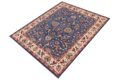 handmade Traditional Kafkaz Blue Ivory Hand Knotted RECTANGLE 100% WOOL area rug 8 x 10