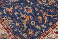 handmade Traditional Kafkaz Blue Ivory Hand Knotted RECTANGLE 100% WOOL area rug 8 x 10