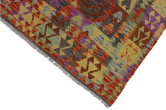 Flat Weave Kilim Antique Navaho Vintage handmade Geometric Kilim Blue Rust Hand-Woven Rectangle 100% Wool Area Rug 5x7