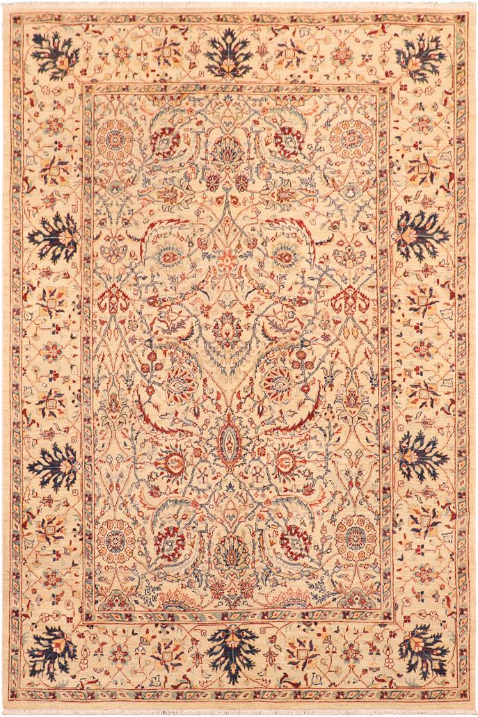 handmade Transitional Kafkaz Beige Lt. Green Hand Knotted RECTANGLE 100% WOOL area rug 7 x 10