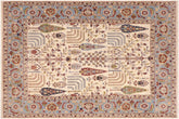 Rustic Ziegler Virgilio Beige/Blue Wool Rug - 7'11'' x 9'11''
