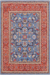 handmade Traditional Kafkaz Blue Rust Hand Knotted RECTANGLE 100% WOOL area rug 9 x 12