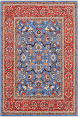 handmade Traditional Kafkaz Blue Rust Hand Knotted RECTANGLE 100% WOOL area rug 9 x 12