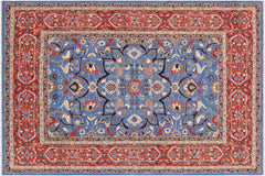 handmade Traditional Kafkaz Blue Rust Hand Knotted RECTANGLE 100% WOOL area rug 9' x 12'