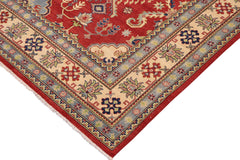 handmade Geometric Kazak Red Beige Hand Knotted RECTANGLE 100% WOOL area rug 9'X12'