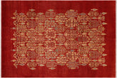 handmade Modern Red Tan Hand Knotted RECTANGLE 100% WOOL area rug 8 x 10