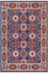 handmade Transitional Kafkaz Blue Ivory Hand Knotted RECTANGLE 100% WOOL area rug 8 x 10