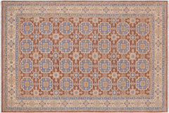 handmade Transitional Kafkaz Brown Beige Hand Knotted RECTANGLE 100% WOOL area rug 9' x 12'