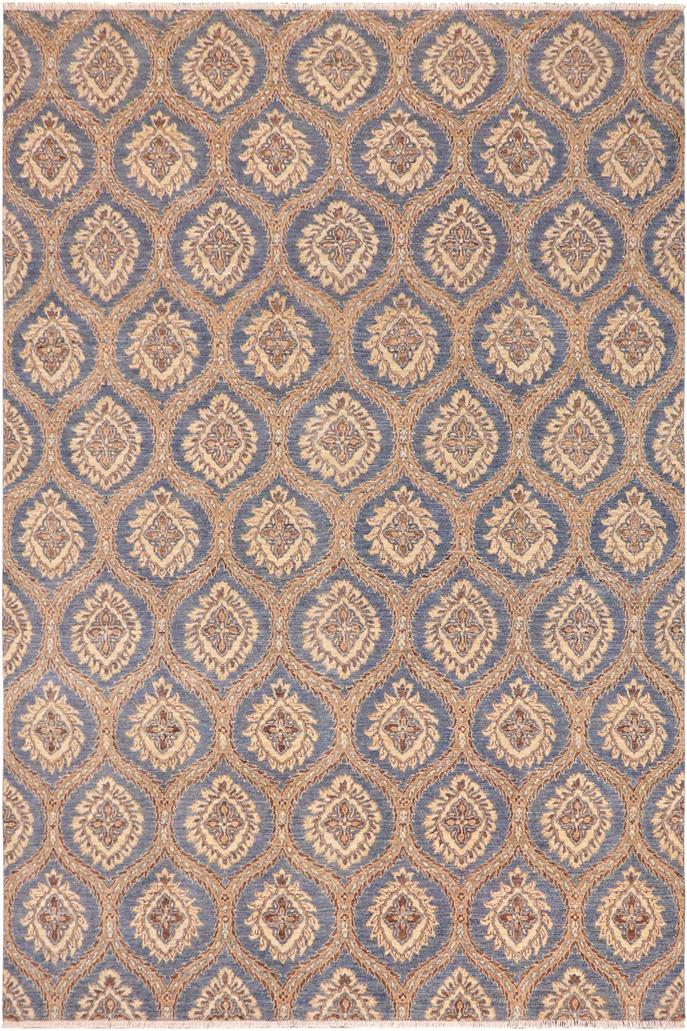 handmade Transitional Kafkaz Blue Brown Hand Knotted RECTANGLE 100% WOOL area rug 9 x 12
