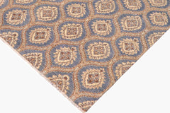 handmade Transitional Kafkaz Blue Brown Hand Knotted RECTANGLE 100% WOOL area rug 9 x 12