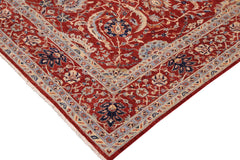 handmade Traditional Kafkaz Rust Blue Hand Knotted RECTANGLE 100% WOOL area rug 9x12