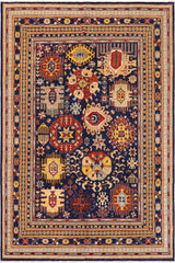 handmade Traditional Kafkaz Blue Beige Hand Knotted RECTANGLE 100% WOOL area rug 9 x 12