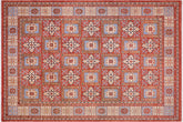 handmade Geometric Kafkaz Rust Beige Hand Knotted RECTANGLE 100% WOOL area rug 9' x 12'