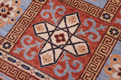 handmade Geometric Kafkaz Rust Beige Hand Knotted RECTANGLE 100% WOOL area rug 9' x 12'