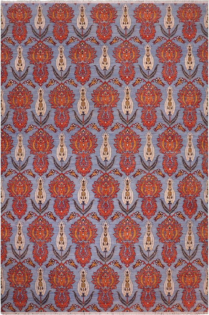 handmade Transitional Kafkaz Blue Rust Hand Knotted RECTANGLE 100% WOOL area rug 10 x 14