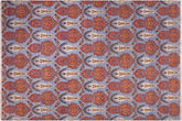 handmade Modern Kafkaz Blue Rust Hand Knotted RECTANGLE 100% WOOL area rug 10' x 14'