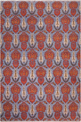 handmade Transitional Kafkaz Blue Rust Hand Knotted RECTANGLE 100% WOOL area rug 10 x 14