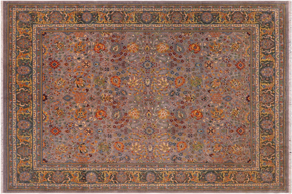 handmade Traditional Design Gray Green Hand Knotted RECTANGLE 100% WOOL area rug 8' x 10'