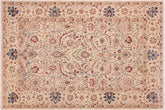handmade Traditional Kafkaz Tan Blue Hand Knotted RECTANGLE 100% WOOL area rug 7x10
