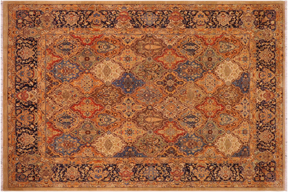 handmade Transitional Design Multi Blue Hand Knotted RECTANGLE 100% WOOL area rug 8' x 10'