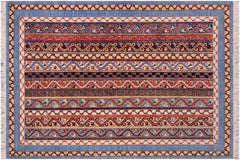 handmade Transitional Shawl Lt. Blue Ivory Hand Knotted RECTANGLE 100% WOOL area rug 6x8
